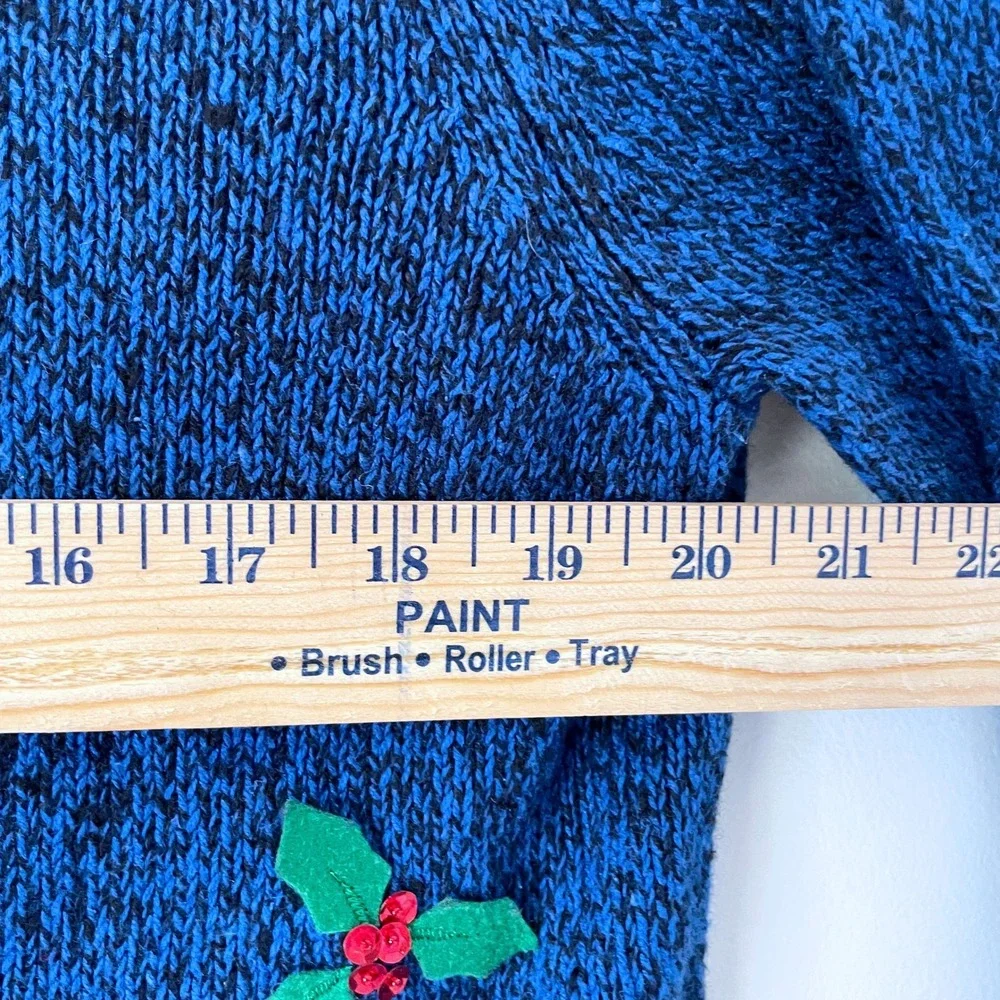 Vintage Christmas Holiday Zip Up Cardigan Medium Winter Retro 90s Ugly Sweater